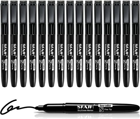 SFAIH 15 Colors Magnetic Dry Erase Markers, Ultra Fine Tip 0.7mm Fine Point Thin Markers for Detailed Calendars & Small Grids, Low Odor Whiteboard Markers with Eraser Cap for Planners & Home Office in Saudi Arabia
