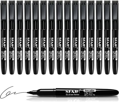 SFAIH 15 Colors Magnetic Dry Erase Markers, Ultra Fine Tip 0.7mm Fine Point Thin Markers for Detailed Calendars & Small Grids, Low Odor Whiteboard Markers with Eraser Cap for Planners & Home Office in Saudi Arabia