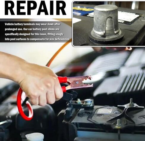 10PCS Car Battery Terminal Shim Kit,Lead Car Battery Post Shims Kit Includes 12PCS Fiber Washers for Negative/Positive Post,Essential Batteries Shim/Sleeve for Batteries Posts Repair in Saudi Arabia