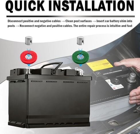 10PCS Car Battery Terminal Shim Kit,Lead Car Battery Post Shims Kit Includes 12PCS Fiber Washers for Negative/Positive Post,Essential Batteries Shim/Sleeve for Batteries Posts Repair in Saudi Arabia