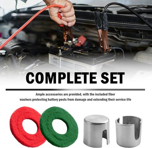 10PCS Car Battery Terminal Shim Kit,Lead Car Battery Post Shims Kit Includes 12PCS Fiber Washers for Negative/Positive Post,Essential Batteries Shim/Sleeve for Batteries Posts Repair in Saudi Arabia