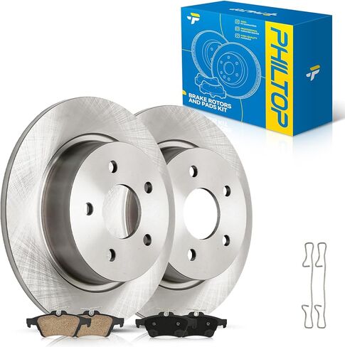 PHILTOP Rear Brake Pads and Rotors ford Escape 2013-2016, Ford Transit Connect 2014-2018, Ford C-Max 2013-2018, Smooth Solid Rotors and Brake Pad Kit (11.02inch, 279.8MM) in Kuwait