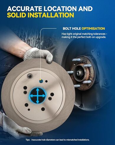 PHILTOP Rear Brake Pads and Rotors ford Escape 2013-2016, Ford Transit Connect 2014-2018, Ford C-Max 2013-2018, Smooth Solid Rotors and Brake Pad Kit (11.02inch, 279.8MM) in Kuwait
