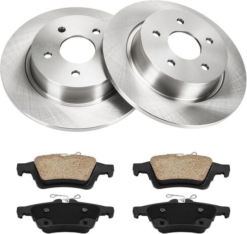 PHILTOP Rear Brake Pads and Rotors ford Escape 2013-2016, Ford Transit Connect 2014-2018, Ford C-Max 2013-2018, Smooth Solid Rotors and Brake Pad Kit (11.02inch, 279.8MM) in Kuwait