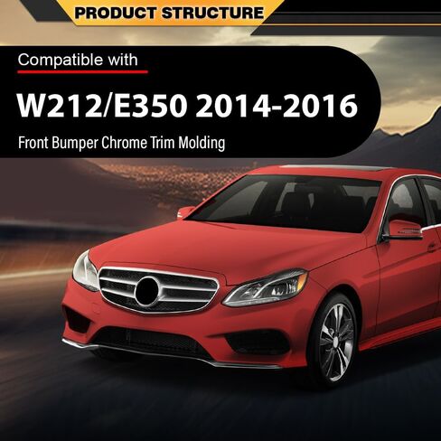 المصد الأمامي كروم تريم صب اليسار واليمين متوافق مع بنز E300 E350 E400 E500 E550 4Matic E-CLASS W212 E200 E250 AMG STYLE E63 AMG 2014-2016 A2128852774، A2128852874 in Kuwait