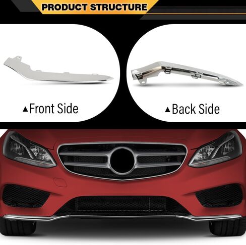 المصد الأمامي كروم تريم صب اليسار واليمين متوافق مع بنز E300 E350 E400 E500 E550 4Matic E-CLASS W212 E200 E250 AMG STYLE E63 AMG 2014-2016 A2128852774، A2128852874 in Kuwait