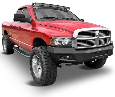 Hooke Road 03-05 Ram المصد الأمامي بعرض كامل لـ 2003 2004 2005 Dodge Ram 2500 3500، مصد فولاذي متين الطراز مع أضواء LED 2 × 18 وات in Kuwait