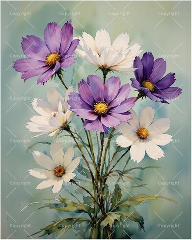 DecorFriday Floral Art Paint by Numbers Kit for Adults - DIY Pink Poppy Flower Bouquet Painting on Canvas 16x20 Inches, Acrylic Paint Set, Suitable for Beginners, Wall Art for Home or Gifts in Kuwait