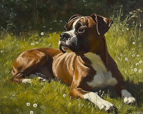Paint by Numbers Kit for Adults Beginner, Boxer Dog Adult Paint by Number Kits on Canvas Without Frame, Cute Dog Acrylic Oil Paint by Numbers for Home Decor Gift 16" W x 20" L in Kuwait