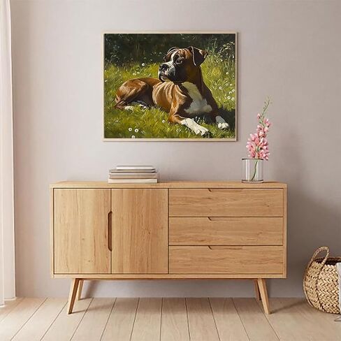 Paint by Numbers Kit for Adults Beginner, Boxer Dog Adult Paint by Number Kits on Canvas Without Frame, Cute Dog Acrylic Oil Paint by Numbers for Home Decor Gift 16" W x 20" L in Kuwait