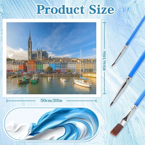 WUIVCTR Paint by Numbers Kit for Adults Beginner Impression St Colman's Cathedral Cobh Cork Ireland DIY Painting on Canvas by Numbers Acrylic Oil Painting for Home Decor Gifts 16" x 20" in Kuwait