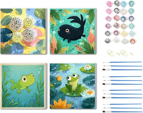 Niazidier 4 Pack Chicken Paint by Numbers Kits for Kids Ages 8-12,Wooden Framed Painting by Number Kits on Canvas,Color by Numbers Adult Acrylic Watercolor Gifts for Girl Boy 6-9 Wall Decor (Chicken) in Saudi Arabia