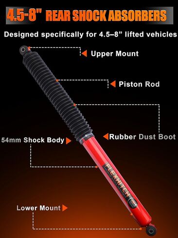 4.5-8" Rear Shock Absorbers for 2007-2026 Silverado 1500 Sierra 1500 4WD/RWD, Off-Road Suspension Upgrade Restores Proper Shock Travel & Enhances Ride Comfort in Saudi Arabia