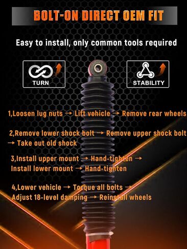 4.5-8" Rear Shock Absorbers for 2007-2026 Silverado 1500 Sierra 1500 4WD/RWD, Off-Road Suspension Upgrade Restores Proper Shock Travel & Enhances Ride Comfort in Saudi Arabia