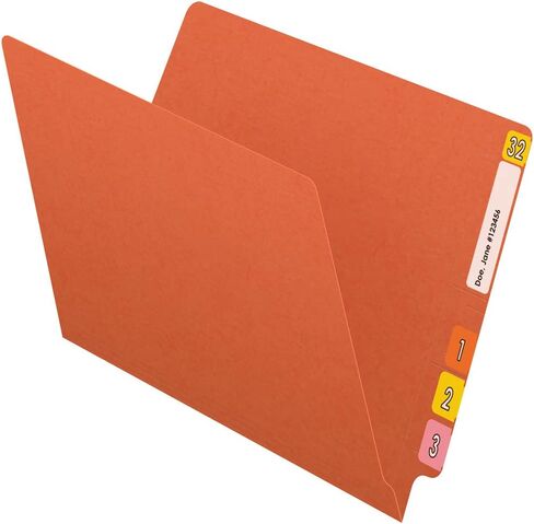 Ecom Folders End Tab File Folders | Letter Size 11 Pt Reinforced 2 Ply Tabs | Expandable Shelf Filing Organizer for Doctors Records, Patient Filing, & Office Documents | Orange, Box of 100 in Kuwait