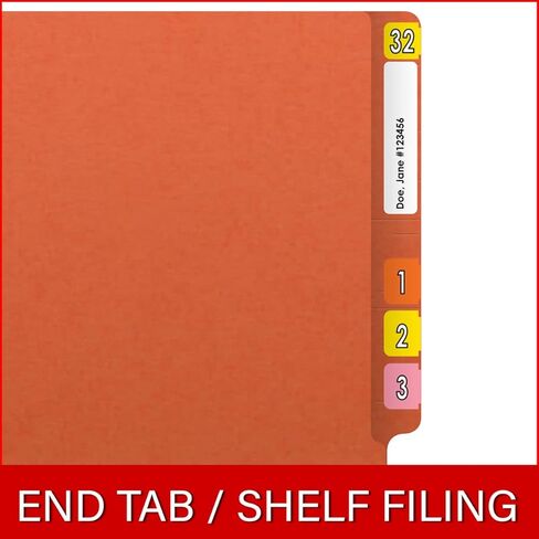 Ecom Folders End Tab File Folders | Letter Size 11 Pt Reinforced 2 Ply Tabs | Expandable Shelf Filing Organizer for Doctors Records, Patient Filing, & Office Documents | Orange, Box of 100 in Kuwait