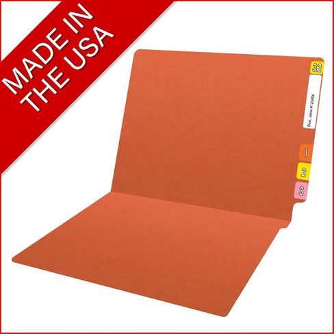 Ecom Folders End Tab File Folders | Letter Size 11 Pt Reinforced 2 Ply Tabs | Expandable Shelf Filing Organizer for Doctors Records, Patient Filing, & Office Documents | Orange, Box of 100 in Kuwait