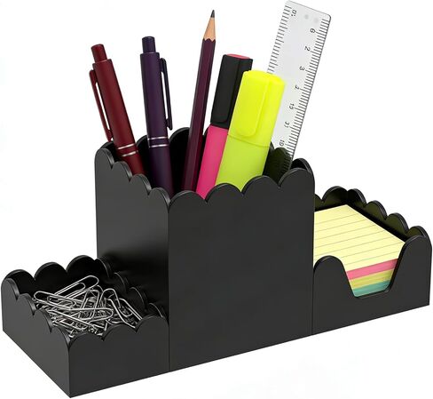 Acrylic Desk Organizer Set of 3,Magnetic Modular Pen Holder with Sticky Note & Paperclip Tray, Clear Aesthetic Desk Accessories for Home Office, Desk Decor for Women Men, Small Space Office Supplies in Saudi Arabia