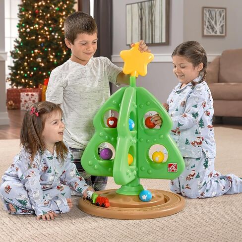 Step2 My First Christmas Tree, Kids Interactive Holiday Tree Toy, 12 Colorful Plastic Ornaments to Decorate, Mini Train Set Circles the Skirt, Made of Durable Plastic, For Toddlers 1.5+ Years Old in Saudi Arabia