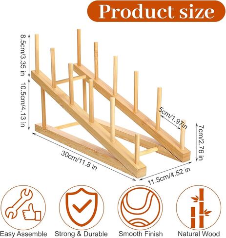6 Pcs Wood Book Stand, 5-Tier Portable Tabletop Book Display Puzzle Rack Plate Stands for Display Wooden Dish Rack for Home Kitchen, Tabletop, Craft Shows in Kuwait