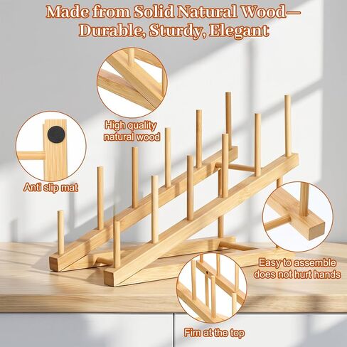 6 Pcs Wood Book Stand, 5-Tier Portable Tabletop Book Display Puzzle Rack Plate Stands for Display Wooden Dish Rack for Home Kitchen, Tabletop, Craft Shows in Kuwait