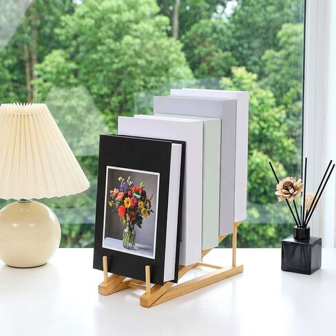 6 Pcs Wood Book Stand, 5-Tier Portable Tabletop Book Display Puzzle Rack Plate Stands for Display Wooden Dish Rack for Home Kitchen, Tabletop, Craft Shows in Kuwait