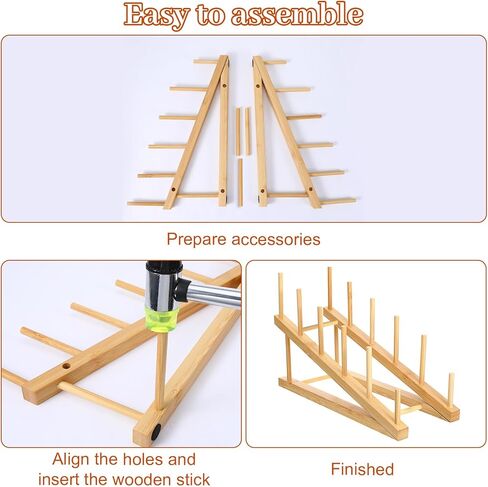 6 Pcs Wood Book Stand, 5-Tier Portable Tabletop Book Display Puzzle Rack Plate Stands for Display Wooden Dish Rack for Home Kitchen, Tabletop, Craft Shows in Kuwait