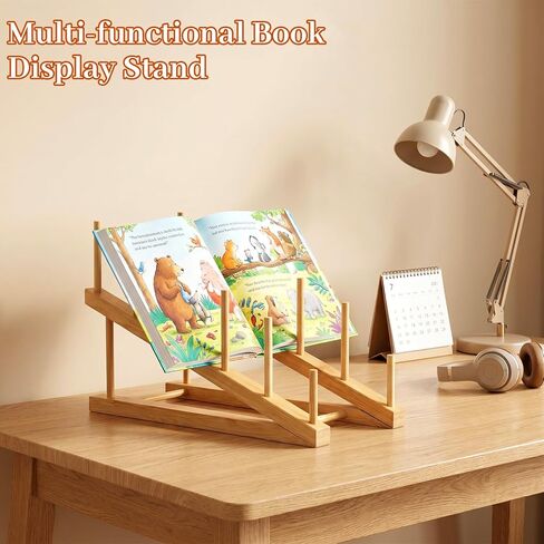 6 Pcs Wood Book Stand, 5-Tier Portable Tabletop Book Display Puzzle Rack Plate Stands for Display Wooden Dish Rack for Home Kitchen, Tabletop, Craft Shows in Kuwait