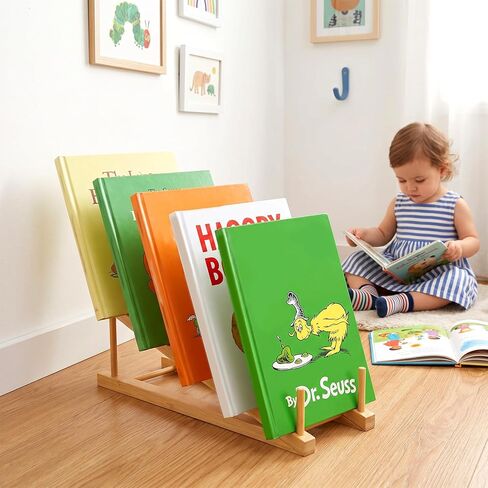 6 Pcs Wood Book Stand, 5-Tier Portable Tabletop Book Display Puzzle Rack Plate Stands for Display Wooden Dish Rack for Home Kitchen, Tabletop, Craft Shows in Kuwait