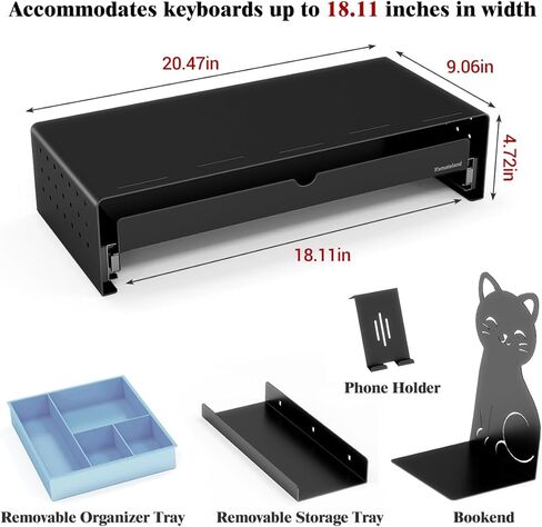 Heavy Duty Metal Monitor Stand, Strong Support Desk Organizer with Storage Shelf, Ergonomic Riser for Computer, Laptop & Printer, Space-Saving Desktop Organizer for Office Home in Kuwait