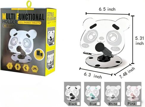 Adjustable Panda Paw Cell Phone Stand, Phone Holder for Desk, Foldable Phone Holder, with Sturdy Acrylic Base (White) in Kuwait