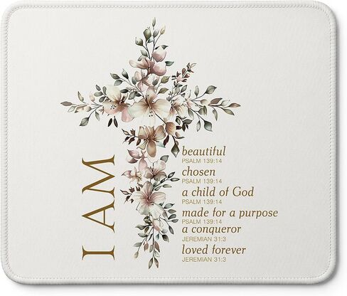 Floral Christian Mouse Pad, Christian Gifts for Women, Flower Bible Verse Scripture Cross Mouse Pads for Wireless Mouses Computers Laptop Desk Mat, 9.5x8 Inch in Kuwait
