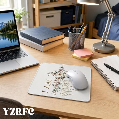 Floral Christian Mouse Pad, Christian Gifts for Women, Flower Bible Verse Scripture Cross Mouse Pads for Wireless Mouses Computers Laptop Desk Mat, 9.5x8 Inch in Kuwait