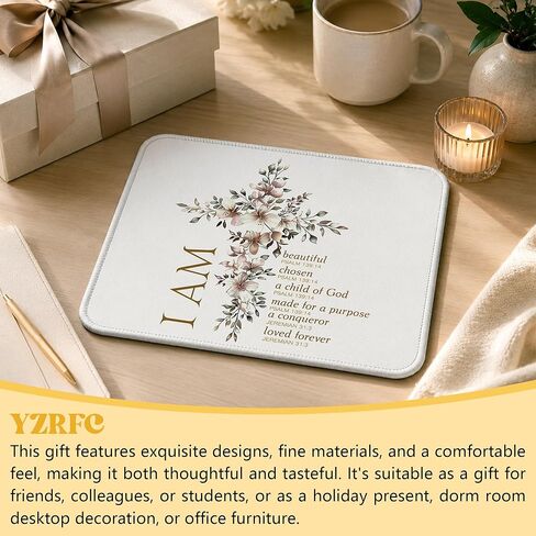 Floral Christian Mouse Pad, Christian Gifts for Women, Flower Bible Verse Scripture Cross Mouse Pads for Wireless Mouses Computers Laptop Desk Mat, 9.5x8 Inch in Kuwait