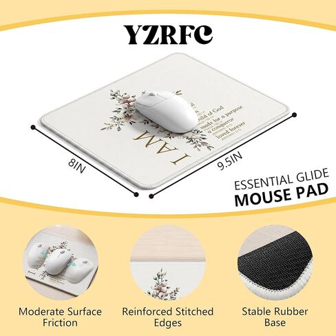 Floral Christian Mouse Pad, Christian Gifts for Women, Flower Bible Verse Scripture Cross Mouse Pads for Wireless Mouses Computers Laptop Desk Mat, 9.5x8 Inch in Kuwait