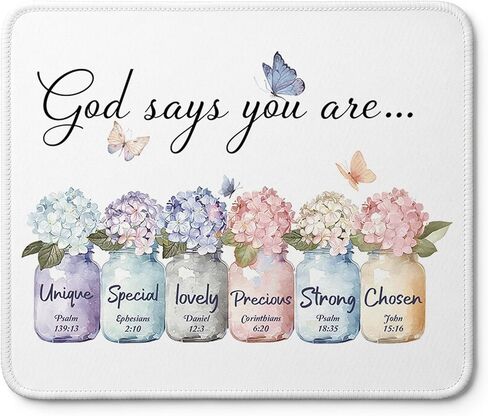 Floral Christian Mouse Pad, Christian Gifts for Women, Flower Bible Verse Scripture Cross Mouse Pads for Wireless Mouses Computers Laptop Desk Mat, 9.5x8 Inch in Kuwait