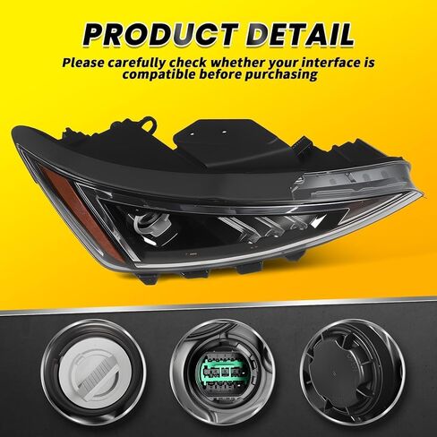 Halogen Right Headlight Compatible with El-antra 2019-2020 W/Bulb Headlamp Passenger Side Front Light 92102F3500 HY2503233 in Kuwait