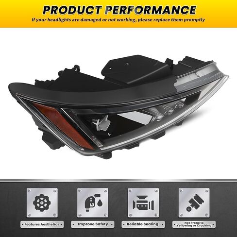 Halogen Right Headlight Compatible with El-antra 2019-2020 W/Bulb Headlamp Passenger Side Front Light 92102F3500 HY2503233 in Kuwait