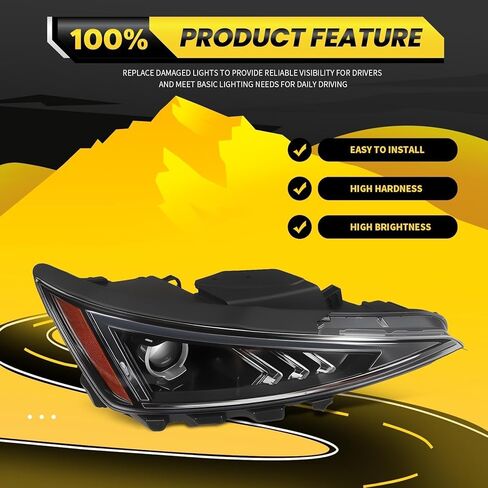 Halogen Right Headlight Compatible with El-antra 2019-2020 W/Bulb Headlamp Passenger Side Front Light 92102F3500 HY2503233 in Kuwait