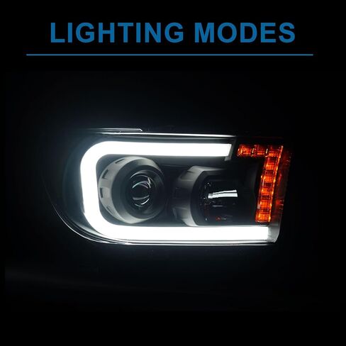 Headlights Projector for 2007-2013 Toyota Tundra Headlights w/LED DRL Compatible with 2008-2017 Toyota Sequoia 2 Headlamps Black Housing Amber Reflector in Saudi Arabia