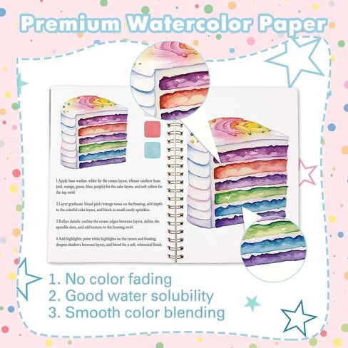 Candy Machine Watercolor Workbook,Water Coloring Book with Designs on Premium Paper,12 Beginner Friendly Sketched Illustrations,Perfect for Gifting to Spark Creativity & Joy for Adults in Kuwait