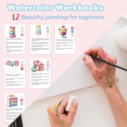 Candy Machine Watercolor Workbook,Water Coloring Book with Designs on Premium Paper,12 Beginner Friendly Sketched Illustrations,Perfect for Gifting to Spark Creativity & Joy for Adults in Kuwait