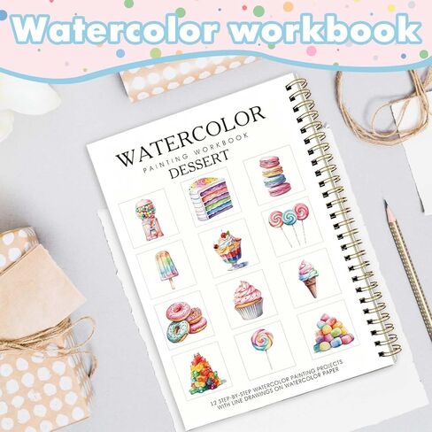Candy Machine Watercolor Workbook,Water Coloring Book with Designs on Premium Paper,12 Beginner Friendly Sketched Illustrations,Perfect for Gifting to Spark Creativity & Joy for Adults in Kuwait