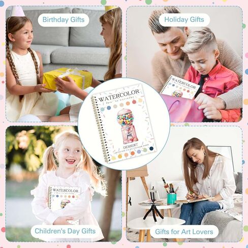 Candy Machine Watercolor Workbook,Water Coloring Book with Designs on Premium Paper,12 Beginner Friendly Sketched Illustrations,Perfect for Gifting to Spark Creativity & Joy for Adults in Kuwait