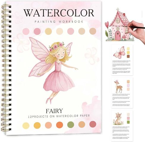 Candy Machine Watercolor Workbook,Water Coloring Book with Designs on Premium Paper,12 Beginner Friendly Sketched Illustrations,Perfect for Gifting to Spark Creativity & Joy for Adults in Kuwait
