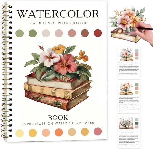 Candy Machine Watercolor Workbook,Water Coloring Book with Designs on Premium Paper,12 Beginner Friendly Sketched Illustrations,Perfect for Gifting to Spark Creativity & Joy for Adults in Kuwait