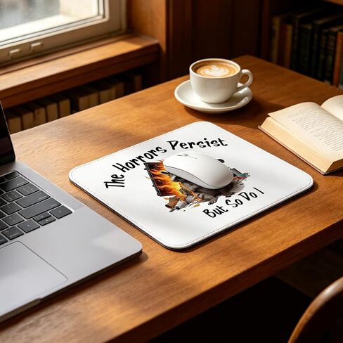 The Horrors Persist But So Do I Raccoon Mouse Pad, Funny Dumpster Fire Non-Slip Mousepad, Mental Health Humor Gifts for Nurse Coworker Best Friend, Sarcastic Desk Decor 10x8 inch in Kuwait