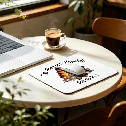 The Horrors Persist But So Do I Raccoon Mouse Pad, Funny Dumpster Fire Non-Slip Mousepad, Mental Health Humor Gifts for Nurse Coworker Best Friend, Sarcastic Desk Decor 10x8 inch in Kuwait