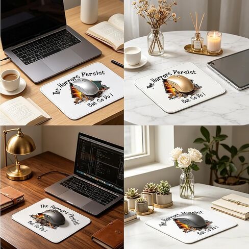 The Horrors Persist But So Do I Raccoon Mouse Pad, Funny Dumpster Fire Non-Slip Mousepad, Mental Health Humor Gifts for Nurse Coworker Best Friend, Sarcastic Desk Decor 10x8 inch in Kuwait