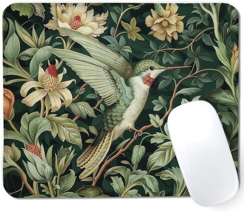 Sage Green Floral Hummingbird Mouse Pad, William Morris Inspired Floral Humming Bird Mouse Pads for Home Office Dorm Computers Laptop Supplies Desk Accessories, 9.5x7.9 Inch in Kuwait